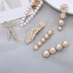 DailyObjects Women Set of 6 Alligator Hair Clips with Pearls-picture-20