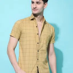 Voroxy Men New Spread Collar Tartan Checked Cotton Casual Shirt-picture-13