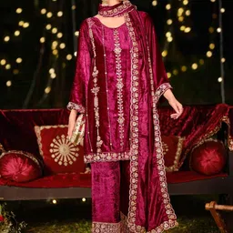 Stylee LIFESTYLE Embroidered Velvet Unstitched Dress Material-picture-34