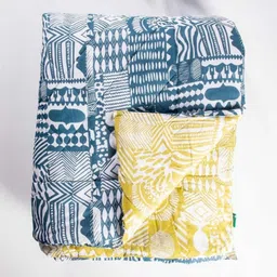 FREEDOM TREE Patchwork Blue & White Printed Cotton AC Room Single Bed Quilt-picture-35