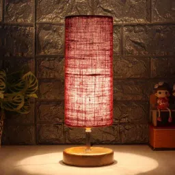 Starlet Maroon Jute Shade Table Lamp With Wood Base by New Era-picture-12