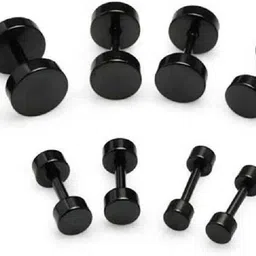 essence of fashion EOF Stainless Steel Black Combo For Men/Boys/Boyfriend Alloy Stud Earring image 1