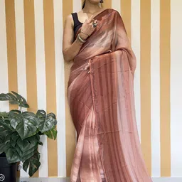 V3 FASHION STUDIO Ombre Pure Chiffon Ready to Wear Jamdani Saree image 4
