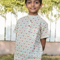 Vastrarth Boys Standard Floral Printed Mandarin Collar Cotton Casual Shirt-image-95