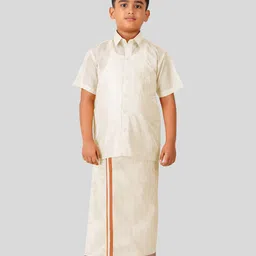THANGAMAGAN Boys Short Sleeves Shirt With Dhoti-picture-22