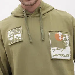 The Roadster Life Co. Graphic Printed Relaxed Fit Hooded Fleece Sweatshirt image 3