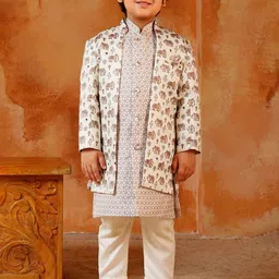 Aj DEZInES Boys Elephant Embroidered Sherwani Set-picture-16