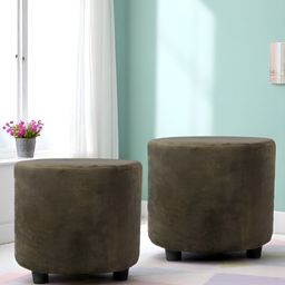 Ikiriya Pack Of 2 Brown Wooden Round Ottomans-picture-9