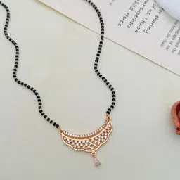ABDESIGNS Rose Gold Plated American Diamond Studded Mangalsutra-picture-25