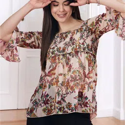 DressBerry Women Floral Printed Smocking Tops-image-15