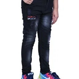 KUNDAN Boys Mildly Distressed Light Fade Stretchable Mid-Rise Jeans image 5