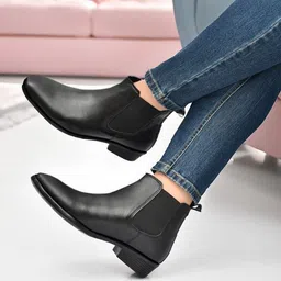 n n creaction Casual Leather Chelsea Zip Elastic Boots For Men image 4