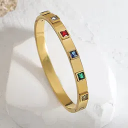 Jewels Galaxy Gold-Plated Crystals Studded Cuff Bracelet-image-46