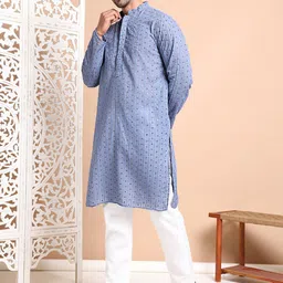 Anouk Men Floral Embroidered Regular Sequinned Pure Cotton Kurta with Pyjamas image 5