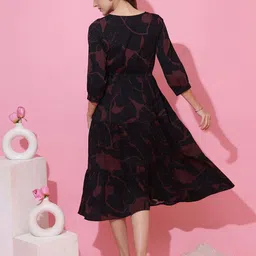 De La Moda Printed Crepe Fit & Flare Midi Dress image 2