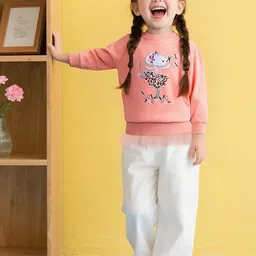 INCLUD Girls Graphic Printed Applique Long Sleeves Sweatshirt With Tulle Ruffle Hem-picture-10