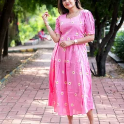 bnt Women A-line Pink Above Knee/Mid Thigh Length Dress-picture-36