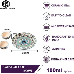 hindustani saudagar Pack of 3 Ceramic Aqua Mist Quarter Ceramic Serving Plates Sets of 4 dinnerware Sets Plates Dinner Set image 3