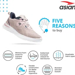 asian Firefly-06 Peach Sports,Gym,Training,Walking,Stylish Running Shoes For Women image 3