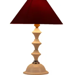 Maroon Shade Table Lamp With White Metal Base by Foziq image 3