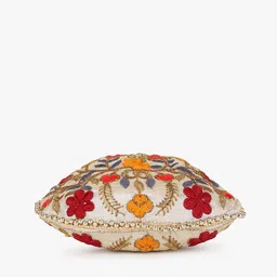 Anekaant Cream-Coloured & Orange Embroidered Potli Clutch image 2