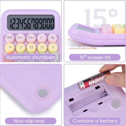 bovzox 8741 Colorful Handheld Calculator with Large Display, Big Round Buttons Easy to Press Basic Calculator image 3