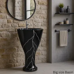 cara mark Wash basin|Basin|Easy To Clean & Install| Premium Pedestal Wash Basin| Stain & Scratch Resistant|GLOSSY FINISH Pedestal Basin image 3