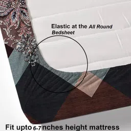anand decor hub Cotton Double Fitted (Elastic) 170 TC Floral Bedsheet image 2