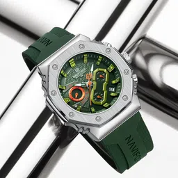 naviforce Sport Quartz Chronograph Waterproof Silicone Strap Luminous Date Wristwatch Analog Watch - For Men 8035G perfectly unique design-picture-15