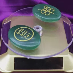 multiagate Green Jade Crystal Money Switch Word & Zibu Symbol of Prosperity Oval Shape Decorative Showpiece - 0.5 cm image 5