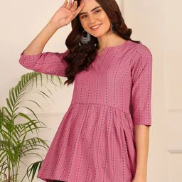 hiva trendz Women Gathered Pink Mini/Short Dress image 3