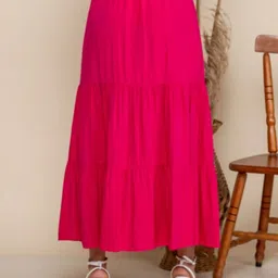 mrfabricse Women Solid Flared Pink Skirt image 3