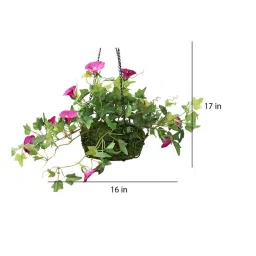 casacraft from pepperfry Purple Polyester Artificial Morning Glory Hanging Creeper Plant with Hanging Metal Stand image 3