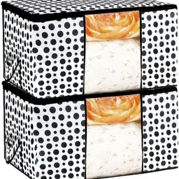 CHAMPARAN Polka Dots Design Non Woven 2 Pieces Underbed Storage Bag Cotton Laundry Bag-image-94