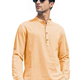 LENIA Band Collar Roll-Up Sleeves Short Kurta-picture-12