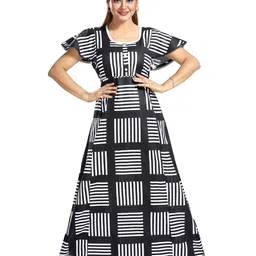 CINCO Women Printed Maxi Nightdress-image-24