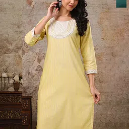 AUZAAI COLLECTION Selection Of 2 Floral Embroidered Thread Work Pure Cotton Kurtas-picture-11