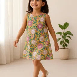 Urban Birdie Girls Floral Print Sleeveless A-Line Mini Dress-picture-55