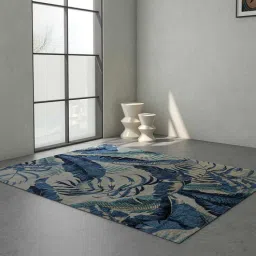 Blue Floral Wool 6 ft x 9 ft Hand Knotted Carpet-image-46