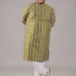 SOJANYA PLUS Size Floral Embroidered Band Collar Thread Work Straight Kurta-picture-3