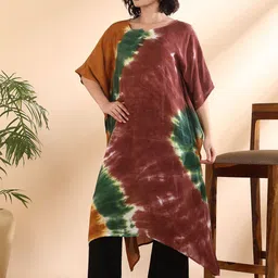 Maaesa Women Tie & Dyed Round Neck Extended Sleeves Kaftan Kurta-picture-41