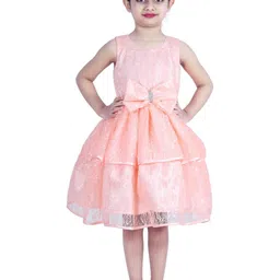 Shahina Fashion Girls Self Design Bow Detail Lace Fit & Flare Dress-picture-37