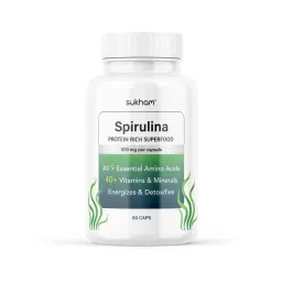 Sukham Spirulina Capsules | 60 Caps | 30 Days | With Essential Aminos, Vitamins & Minerals | Protein Rich Superfood | For Gut & Skin health | Preservative & Pesticide Free | For Men & Women-image-49