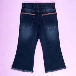 KiddoPanti Girls Regular Fit High-Rise Highly Distressed Light Fade Embellished Stretchable Jeans image 2