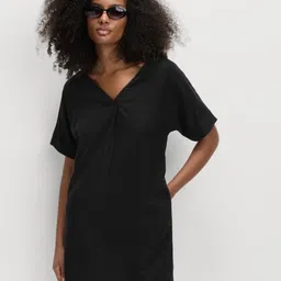 Marks & Spencer Women Linen V-Neck A-Line Dress-picture-17