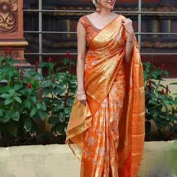 AMRUTKALA SAREES Floral Woven Design Zari Saree image 2