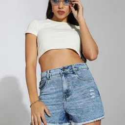 Miss Chase Women Denim Denim Shorts-picture-19