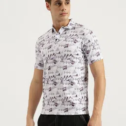 HSNT Men Geometric Printed Polo Collar Cotton Oversized T-shirt image 5