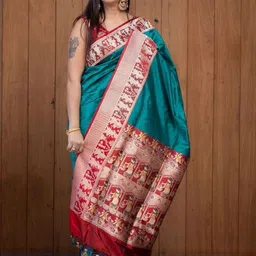 CANIZZARO Ethnic Motifs Zari Silk Blend Banarasi Saree image 3