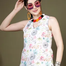 Anouk Rustic Floral Printed V-Neck Pure Crepe Kurti-picture-38